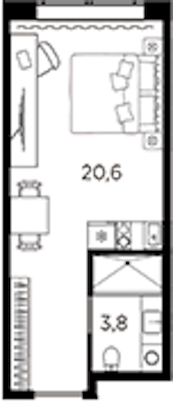 Квартира студия 24.4 м², 5/13 эт., ЖК «AVENIR Industrial»